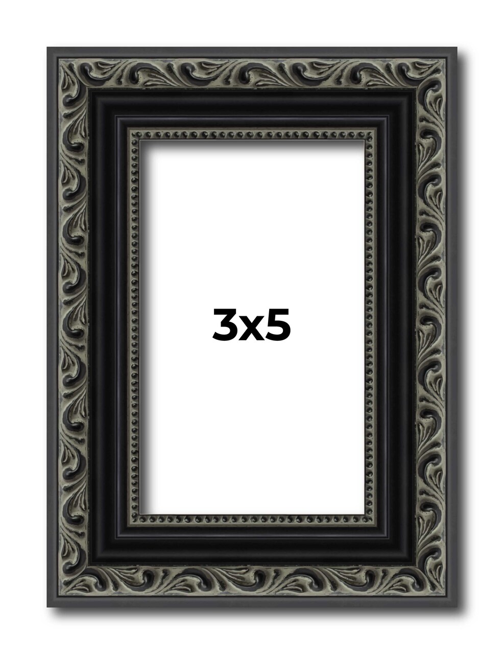 Photo Size Antique Black Picture Frame - UV Acrylic, Foam Board Backing, Hanging Hardware